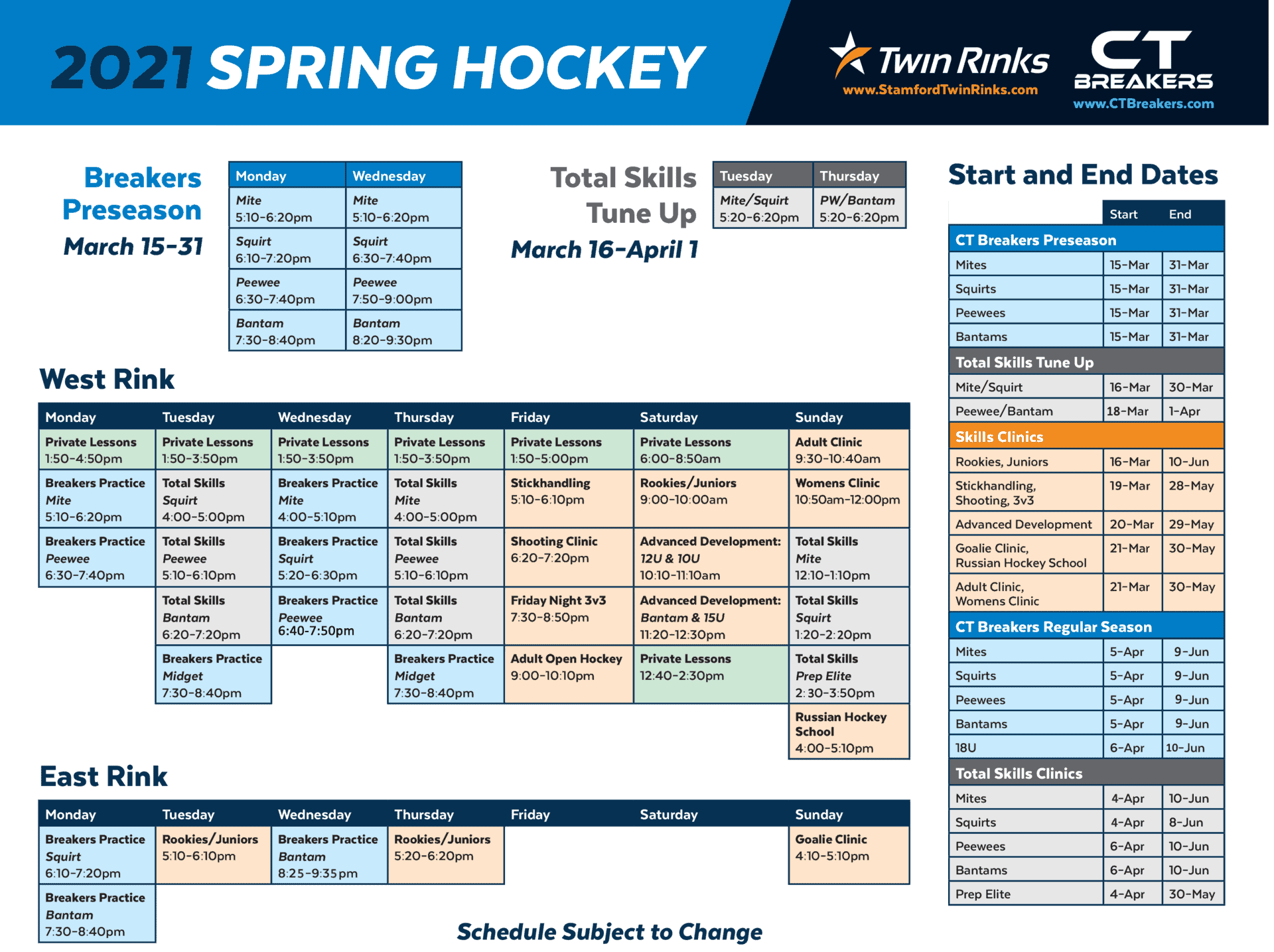 Spring Hockey 2021 Twin Rinks Stamford
